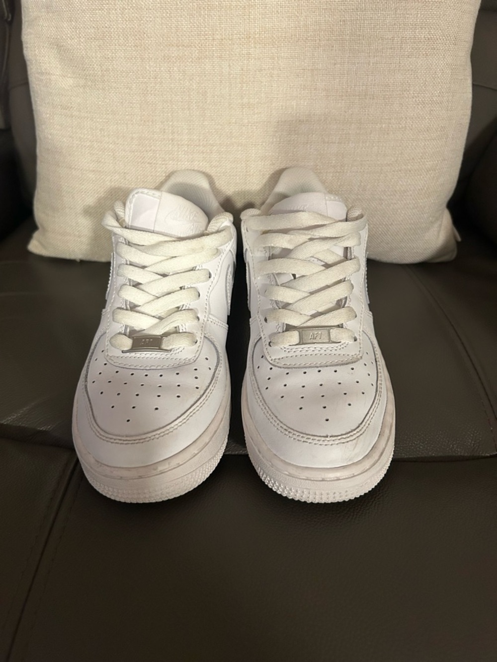 Nike All-White Low-Top Leather Sneakers